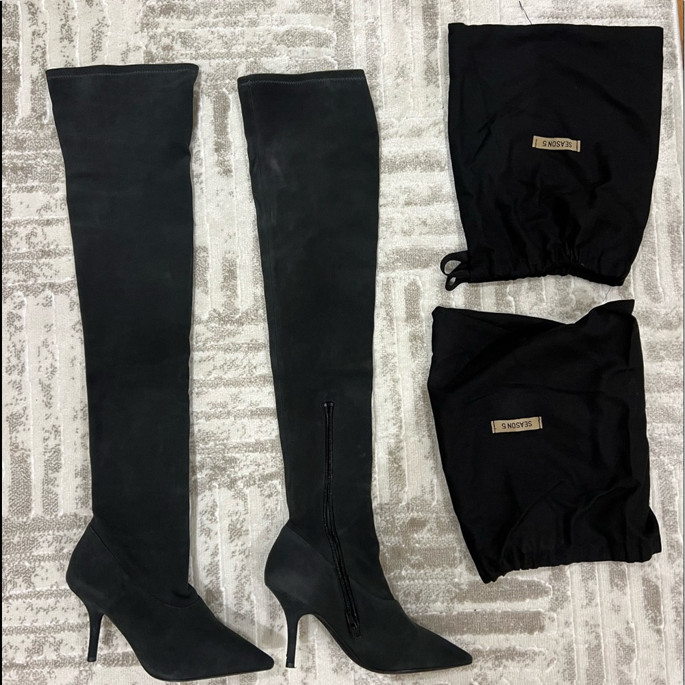 Kanye West Yeezy season5 Suede thigh high boots 90mm